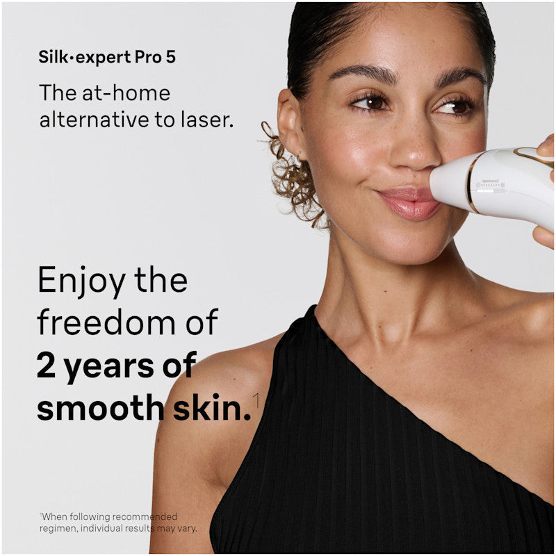 Braun Silk·expert Pro 5 IPL: Alternative to Laser Hair Removal with 2 Caps and Leather Pouch PL5157